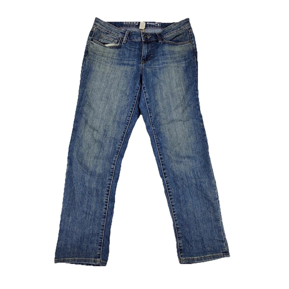 Sonoma Life + Style Boyfriend Jeans Womens 4 Blue Medium Wash Relaxed 32x26